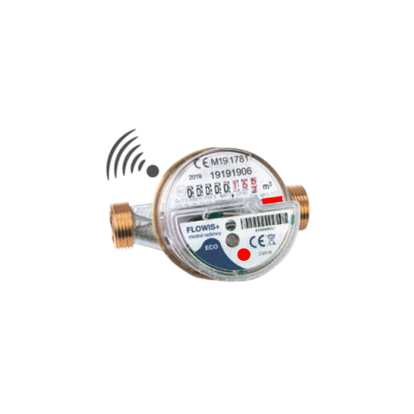 Warmwasserzähler eco Funk QN 2,5 130mm - DN20 -1"AG