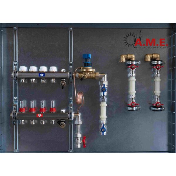 AME Messstation mit FBH Verteiler und Differenzdruckregler - 5 Kreise